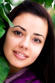 portrait of a beautiful young woman outdoor