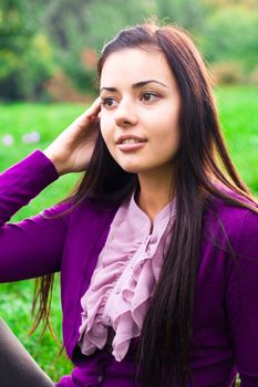 portrait of a beautiful young woman outdoor