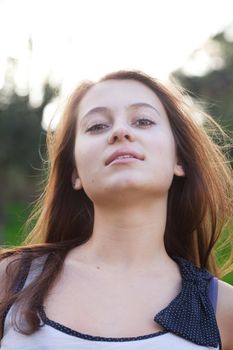 portrait of a beautiful young woman outdoor