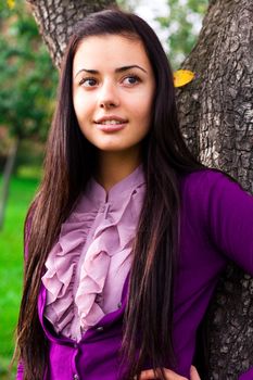 portrait of a beautiful young woman outdoor