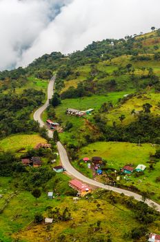 Road running the a high altitude valley in Cundinamarca, Colombia