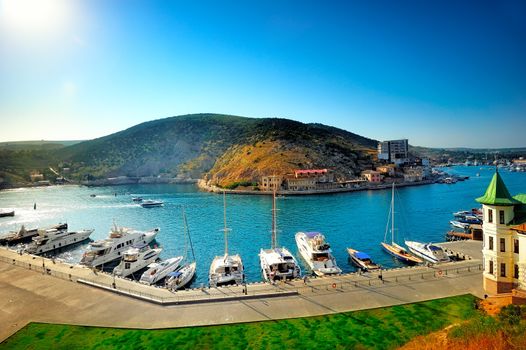 Marina yacht club in Balaklava bay. Crimea. Ukraine