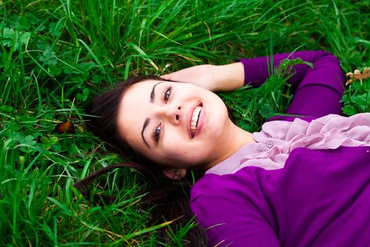 portrait of a beautiful young woman outdoor