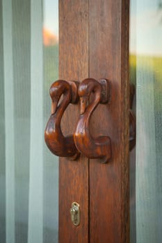 old vintage wood door handle