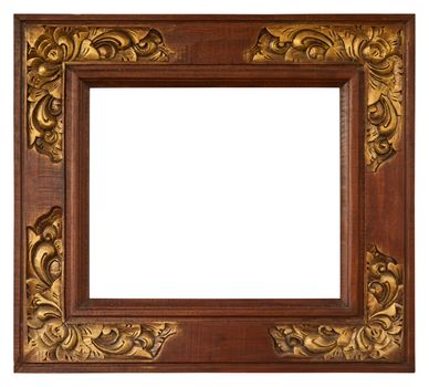 Bali antique gold frame isolated on white