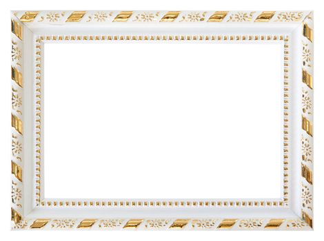 Gold wood white frame isolated on white background
