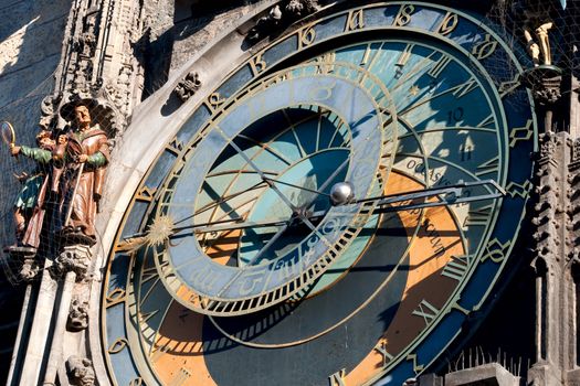 fragment of an astronomical clock in Prague on the Old City square.