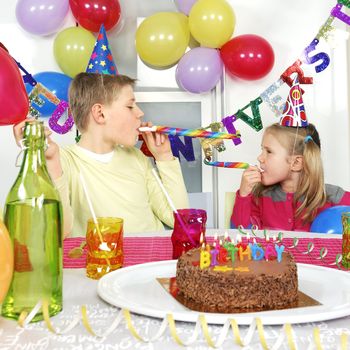 Two children at birthday party 