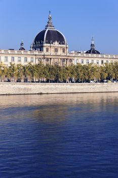 famous monument reflecting on the Rhone River 