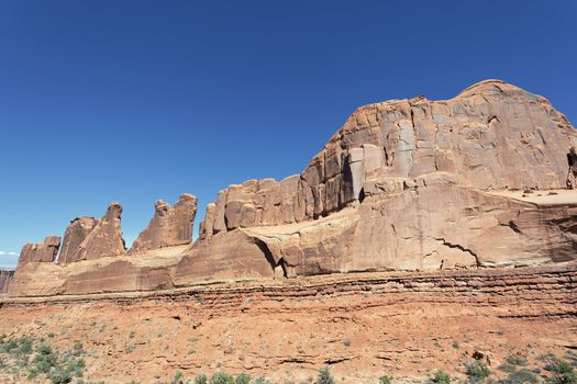 view of red rocks in Arches National park, Utah 