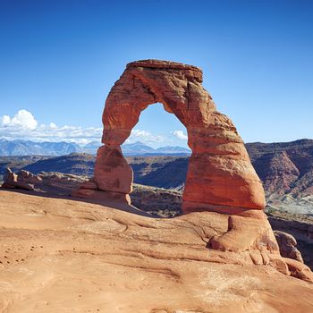 Sunset light at famous Delicate Arch, USA