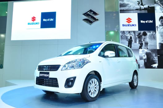 BANGKOK, THAILAND - MAR 30: The new Susuki Ertiga, SUV Car, shown at the Bangkok Motor Show 2013 in Bangkok, Thailand on March 30, 2013.