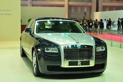 BANGKOK, THAILAND - MAR 30: Rolls royce Ghost car shown at the Bangkok Motor Show 2013 in Bangkok, Thailand on March 30, 2013.