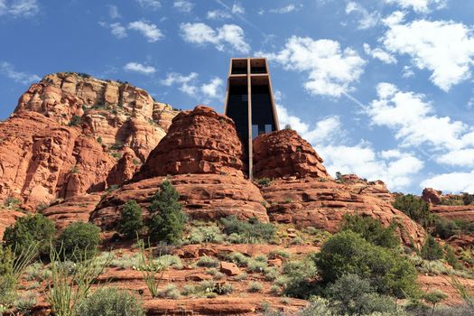 Chapel of the Holy Cross set among red rocks in Sedona