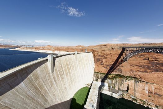 the Glen Dam and bridge in Page, Arizona, USA 