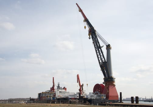 giant crane platform in europoort harbor in holland