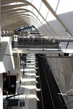 long train station in Lyon airport in France