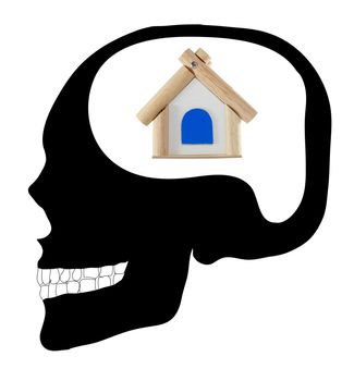A concept for Dream Home, where Thinking human Skull