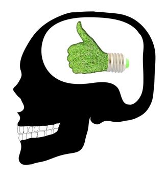 Think Skull with Lightbulb