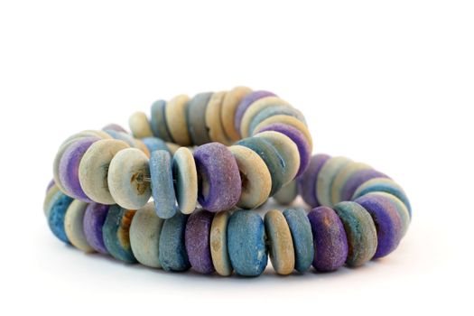 Bracelet made of natural stones on white background
