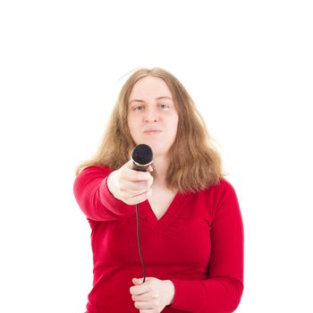 Beautiful woman interviewing somebody