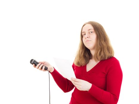 Beautiful woman interviewing somebody