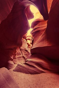 view of Antelope Canyon at sunset, Page, Arizona, USA 