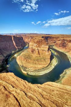 vertical view of famous horseshoe Bend at Utah, USA 