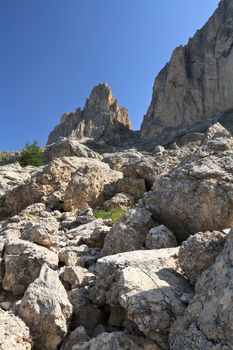 rocky slope on Catinaccio mount, Trentino Alto Adige, Italy