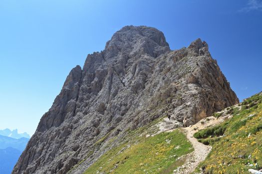 Roda di Vael mount and Vaiolon pass on Catinaccio group, Italian Dolomites