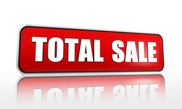total sale button - 3d red banner with white text, business concept