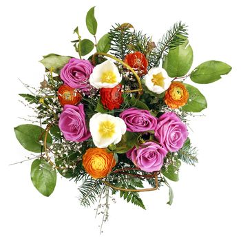 beautiful colorful fresh flowers bouquet isolated on white background