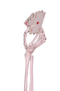 skeleton hand playing poker