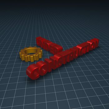 under construction text and gear wheel - 3d illustration