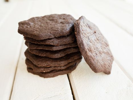 Pile of dark chocolate cookies