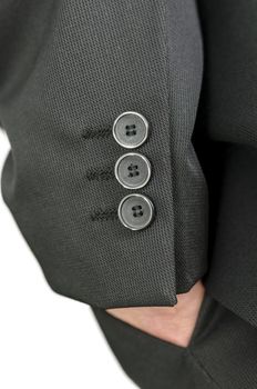 Detail of well dressed businessman hand in his pocket. 