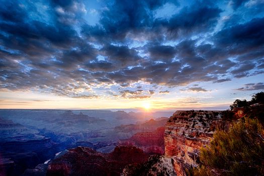 Grand Canyon at sunrise in september, horizontal view