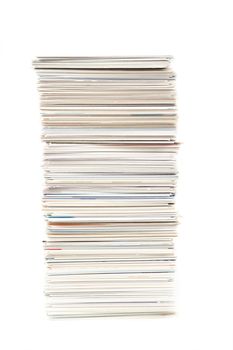 stack of business cards on the table isolated on white