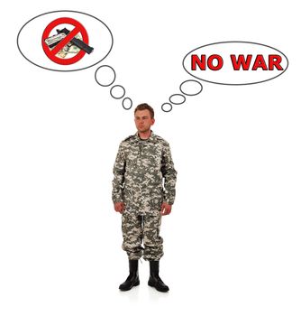 man in camouflage, no war concept