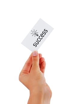 visiting card in hand success concept