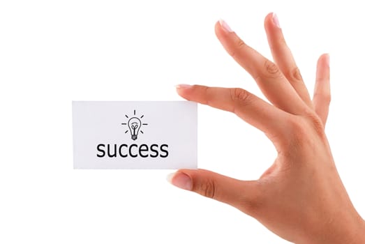 visiting card in hand success concept