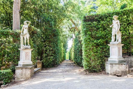 Florence, Italy. Old Boboli Gardens during a sunny day in summer season