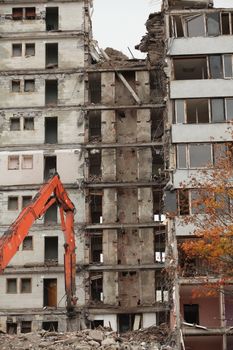 demolition of old buildings for new construction