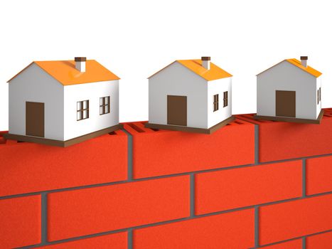 A small houses on the brick wall