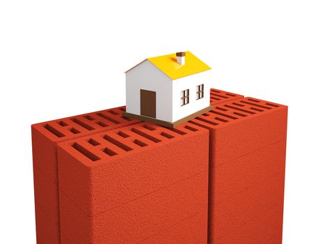 A small house is on the bricks