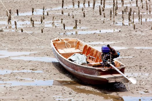 boat on mud, thailand