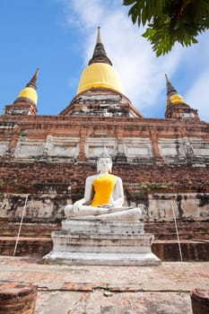 seated buddha image in wat yai chai mongkol, ayutthaya, thailand