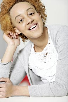 Attractive black woman  relaxing in living room