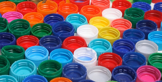 color background from the caps of pet bottles