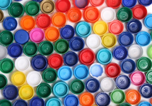 color background from the caps of pet bottles